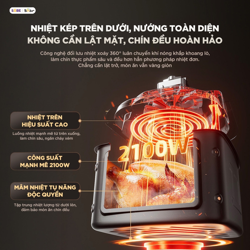 [SALE 20/10] Nồi chiên không dầu Bear 6.2L AF-5H20J75